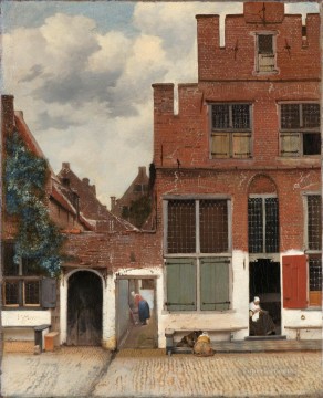 Johannes Vermeer Painting - Vista de casas en Delft conocida como La Pequeña Calle Barroca Johannes Vermeer